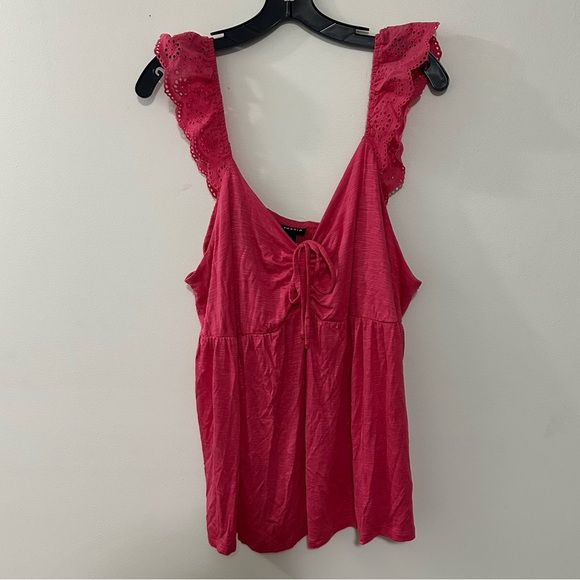 torrid Tops - Torrid Slub Sweetheart Ruffle Eyelet Shoulder Tie Detail Pink Tank Size 2X NWT